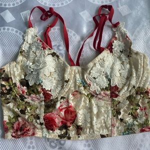 Vintage Urban Outfitters Out From Under Corset Top beautiful floral/lace design